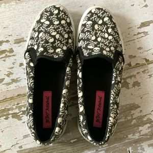 Betsey Johnson Skull Slip Ons